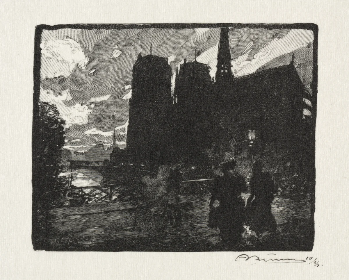 Notre Dame, le Soir by Auguste Louis Lepère, print, 1890