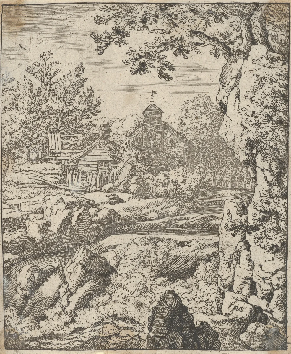 The Waterfall by Allart van Everdingen, print, 1621-1675