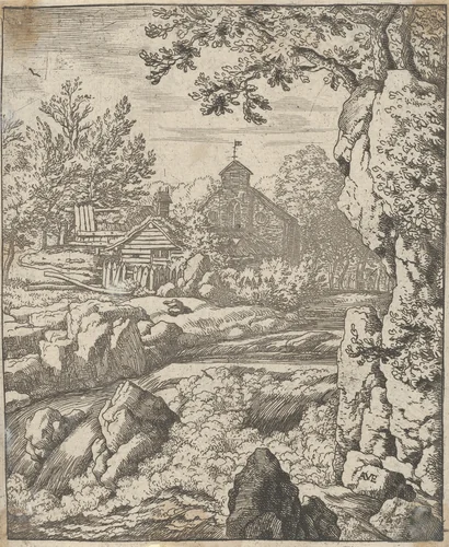 The Waterfall by Allart van Everdingen, print, 1621-1675
