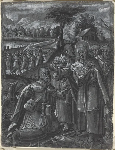 Christ Disputing with the Doctors [recto] by German 16th Century, drawing, 1600