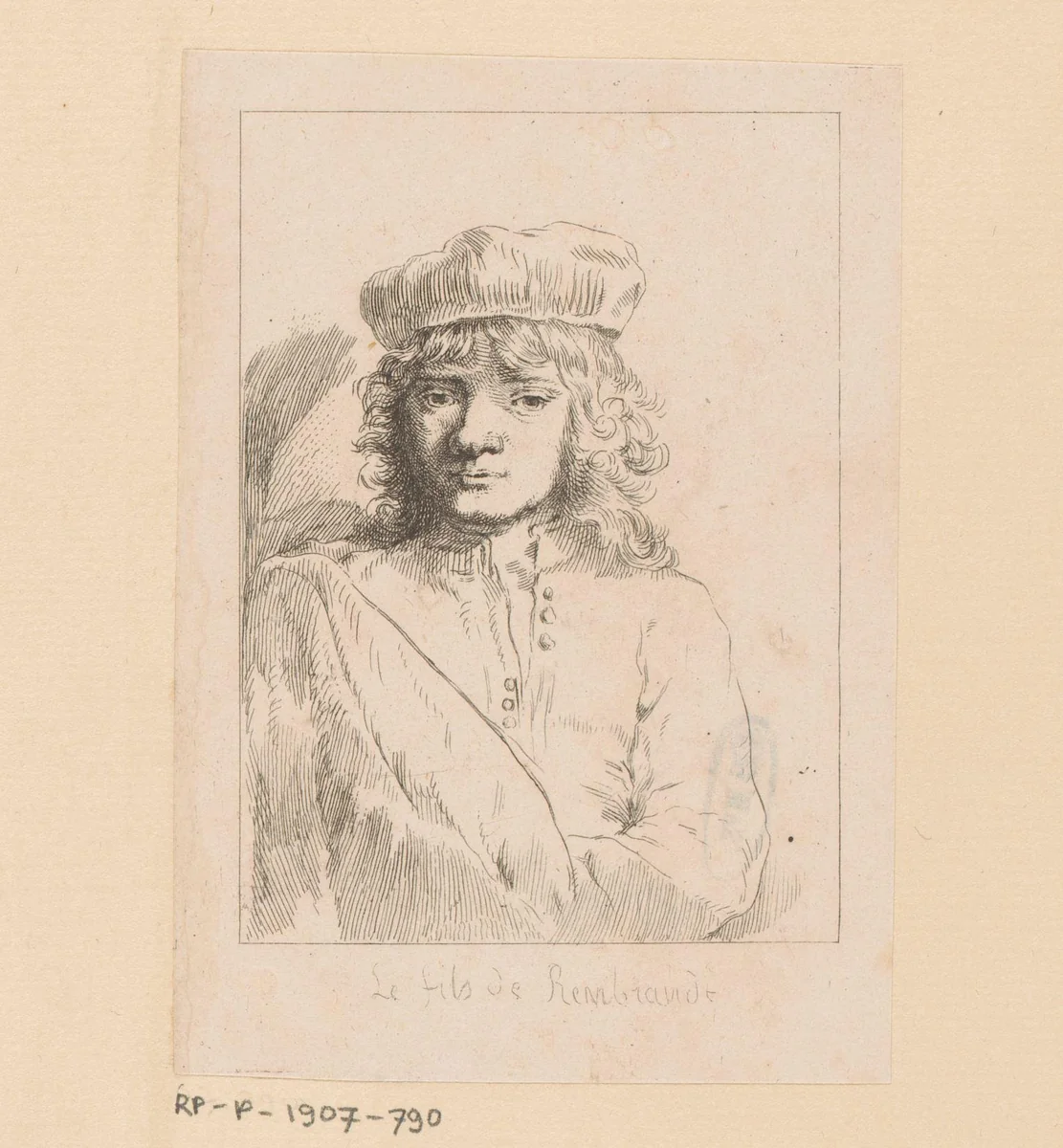 Portret van Titus Rembrandtsz. van Rijn by Pierre Jean Mariette, print, 1704-1774