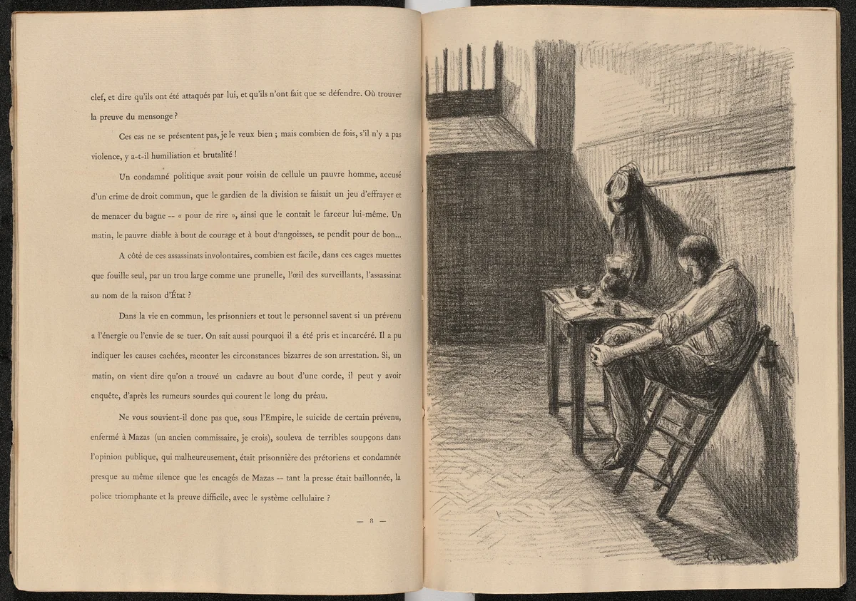 Plate (facing page 8) from Mazas by Maximilien Luce, illustrated book, 1894