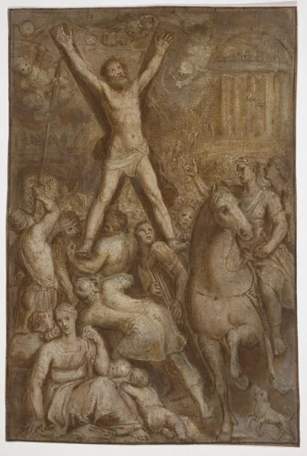 The Martyrdom of Saint Andrew by Otto van Veen, drawing, 1595