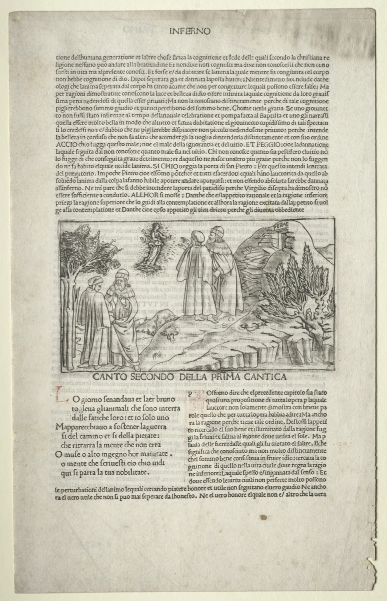 Dante and Virgil with the Vision of Beatrice by Baccio Baldini, print, 1481-1485