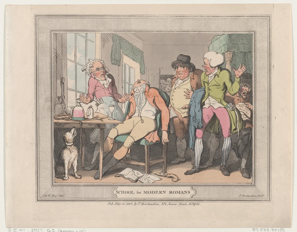 School for Modern Romans by Thomas Rowlandson, print, 1802