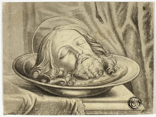 John the Baptist's Head on Charger by Samuel Shelley, drawing, 1760-1808