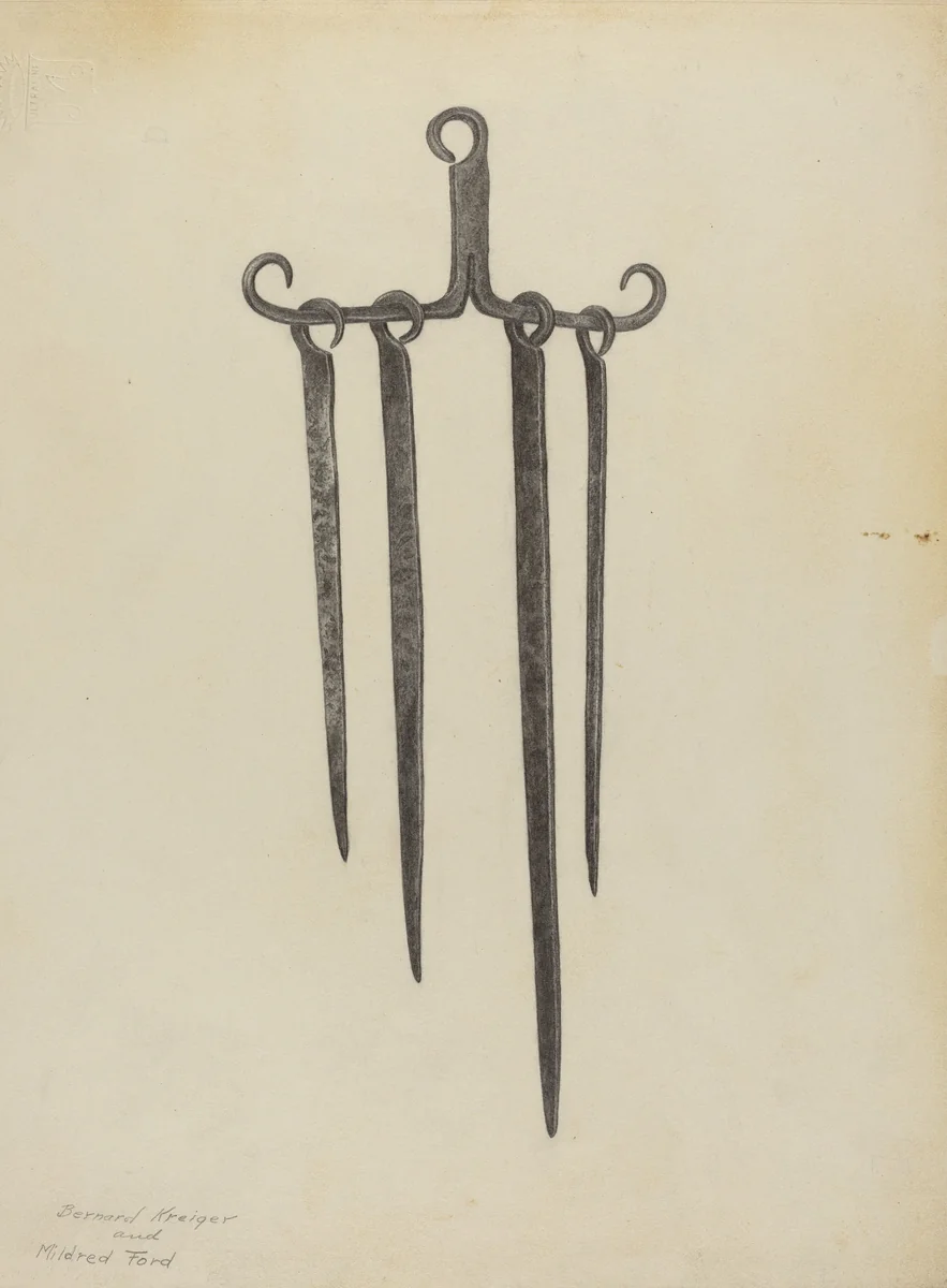 Skewers and Holder by Mildred Ford; Bernard Krieger, index of american design, 1939