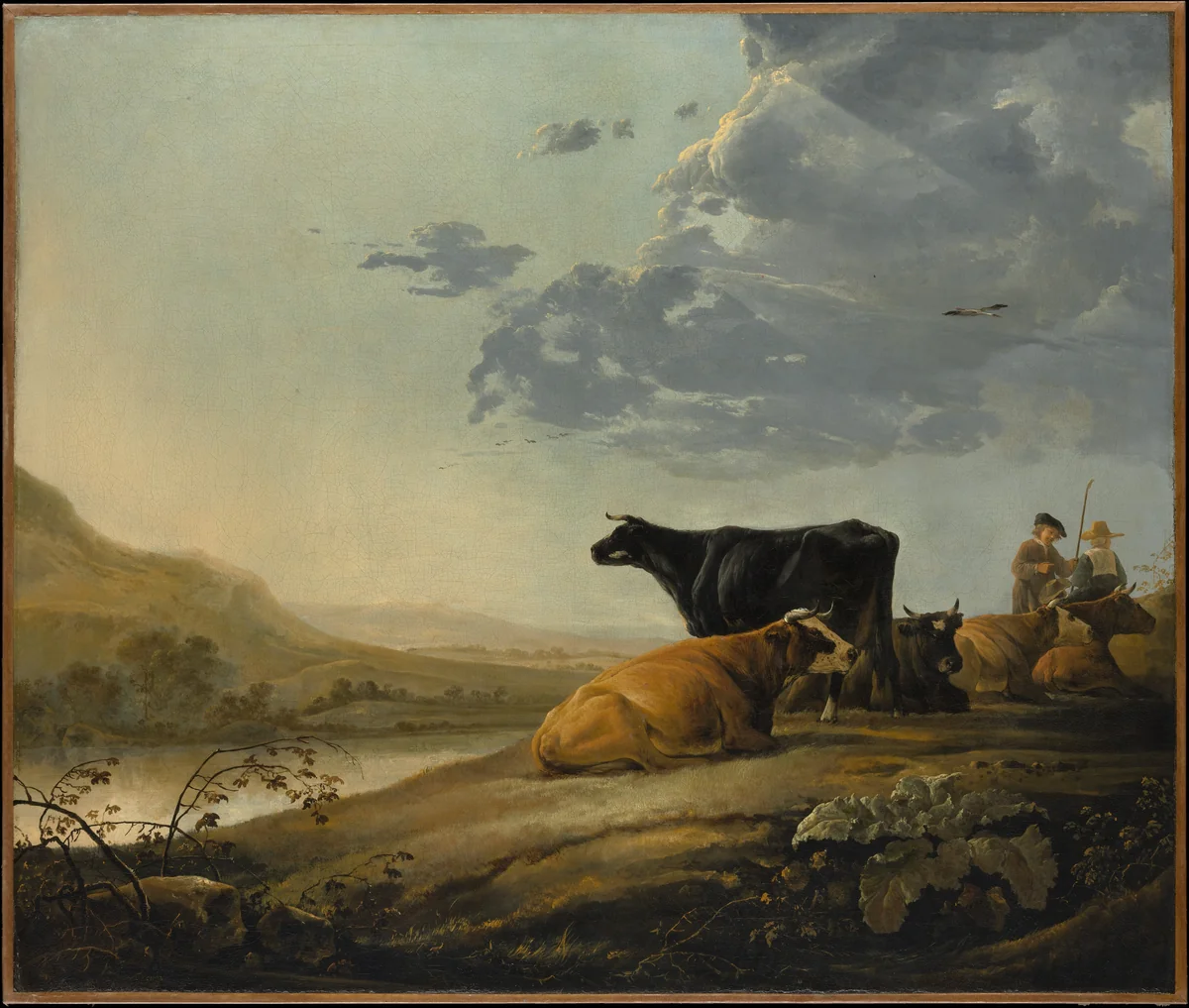Young Herdsmen with Cows by Aelbert Cuyp, painting, 1655-1660