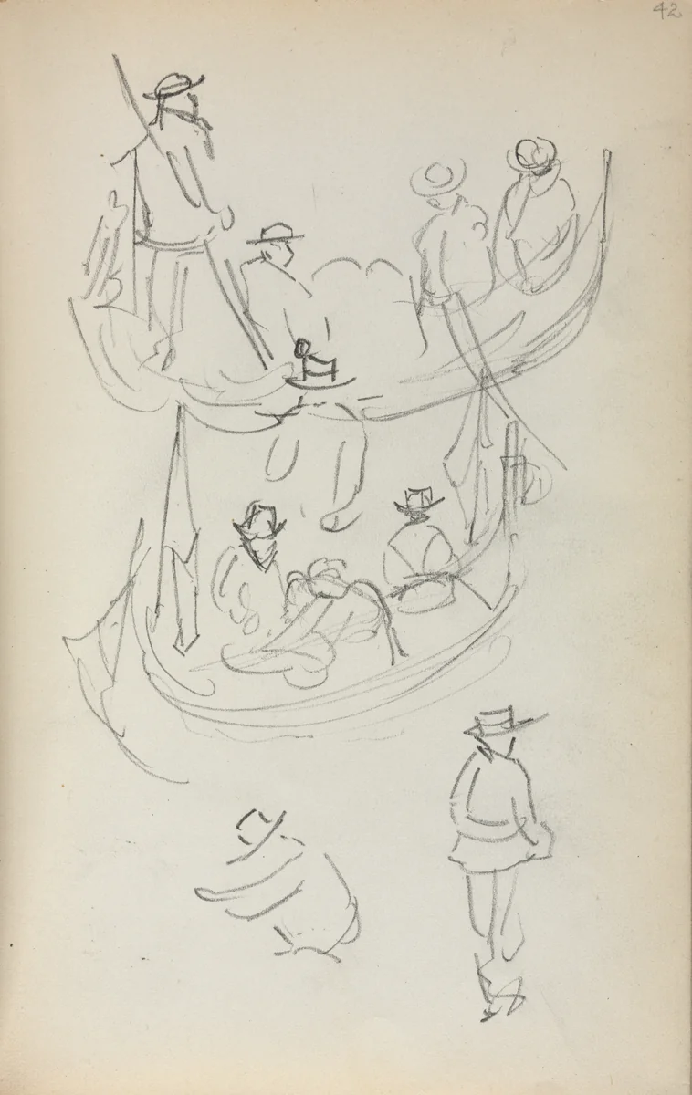 Italian Sketchbook: Two Gondolas with figures by Maurice Prendergast, book, 1898-1899