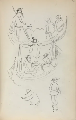 Italian Sketchbook: Two Gondolas with figures by Maurice Prendergast, book, 1898-1899