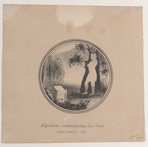Hidden silhouette of Napoleon contemplating his tomb by Annin & Smith, print, 1815-1825