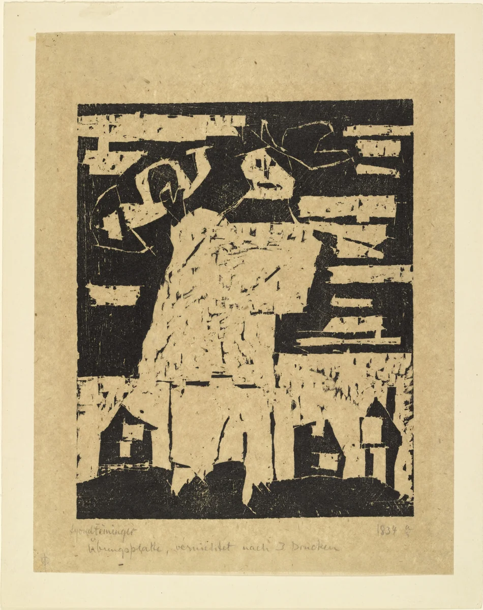 Trumpeter (with Hat) (Trompeter [mit Hut]) by Lyonel Feininger, print, 1918