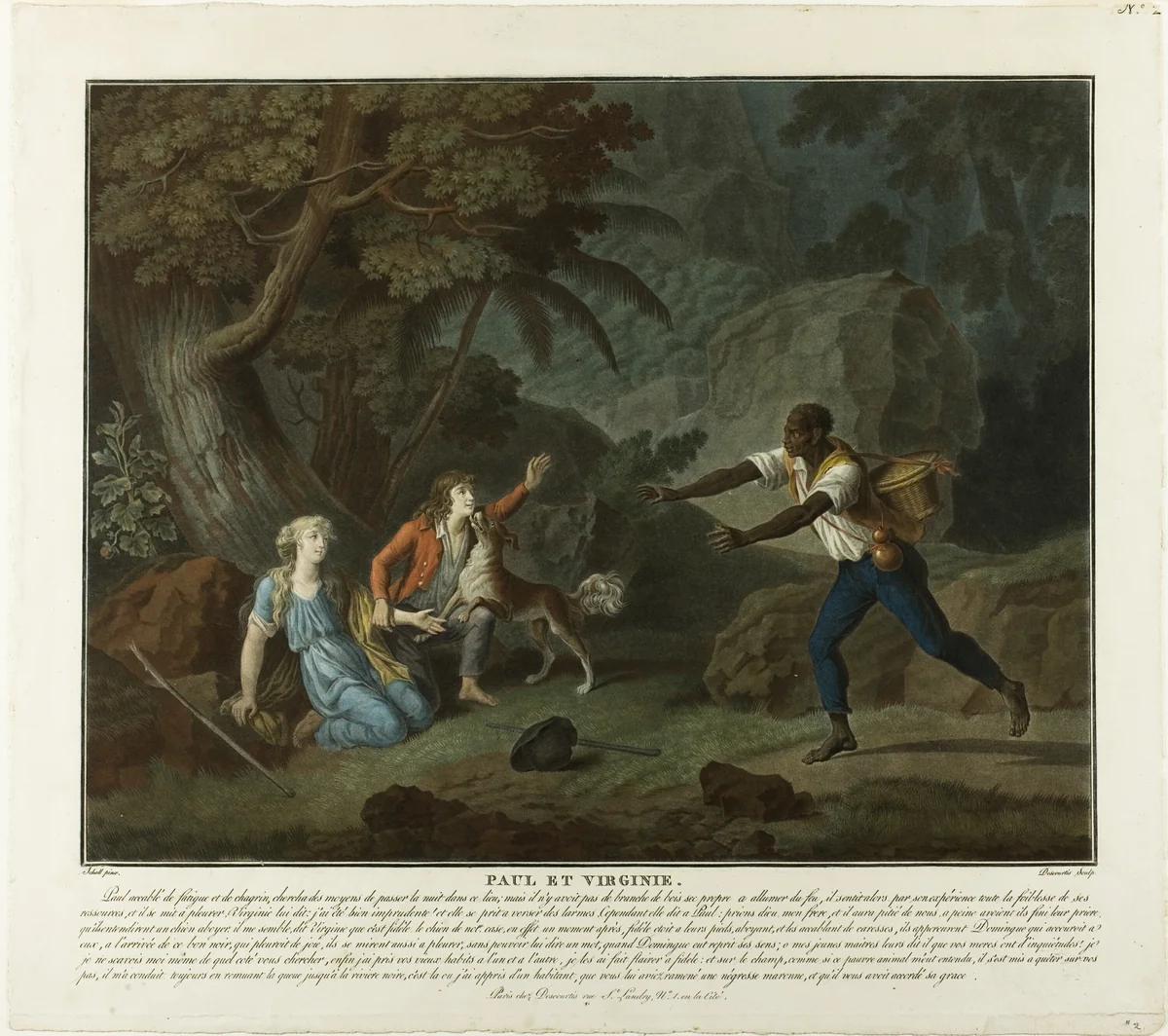 The Night, plate 1 from Paul et Virginie by Charles Melchior Descourtis, print, 1795