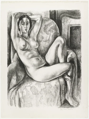 Nude with Blue Cushion Beside a Fireplace (Nu au coussin bleu à coté d'une cheminée) by Henri Matisse, print, 1925