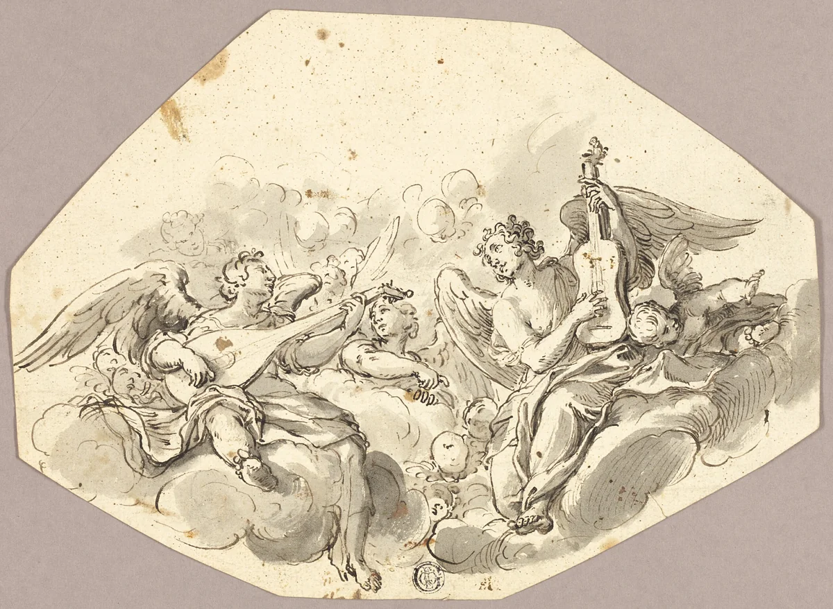 Musician Angels by Giovanni Battista Tiepolo, drawing, 1719-1770