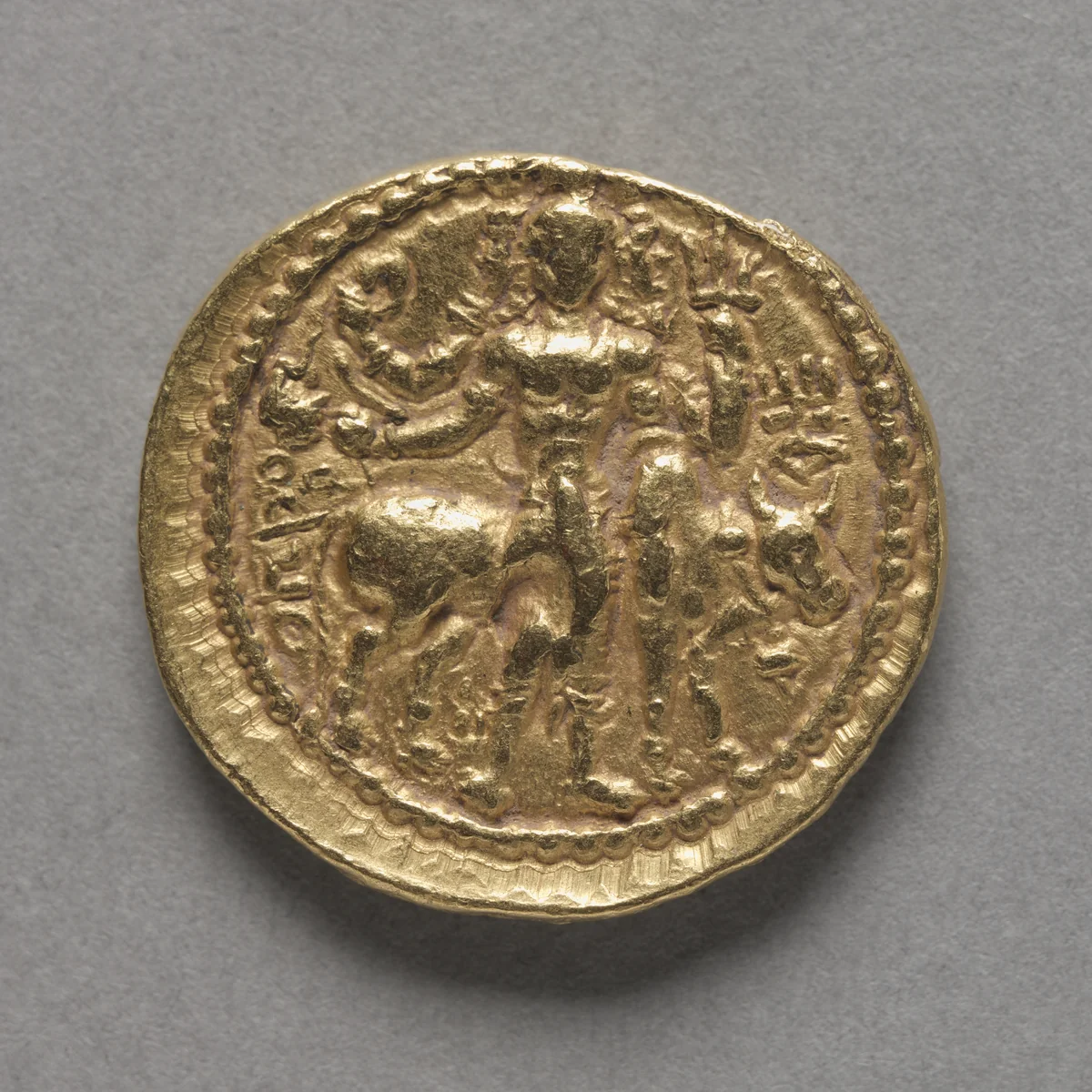 Coin of Kushan King Vasudeva I (reverse) by Unknown, metalwork, 142-177
