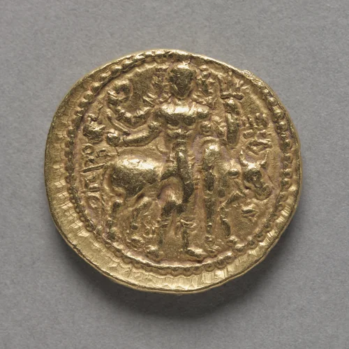 Coin of Kushan King Vasudeva I (reverse) by Unknown, metalwork, 142-177