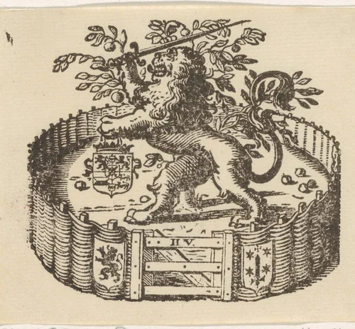 Emblematisch wapen van de provincie Holland by Dirck de Bray, print, 1635-1694