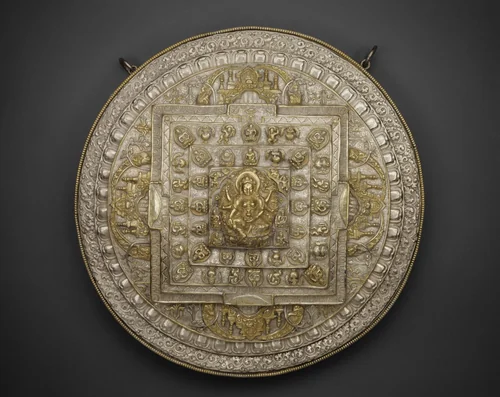 Tiered Offering Mandala of the Goddess of Wealth (Vasudhara) by Nepal, metalwork, 1801-1900