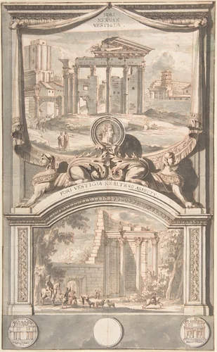 Ruins of the Forum of Nerva (above) and Another View of the Ruins (below) by Jan Goeree, drawing, 1690-1704