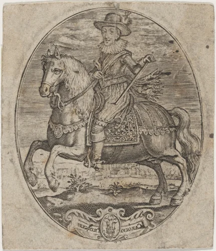 Charles I, King of England, on Horseback by Simon van de Passe, print, 1595-1647