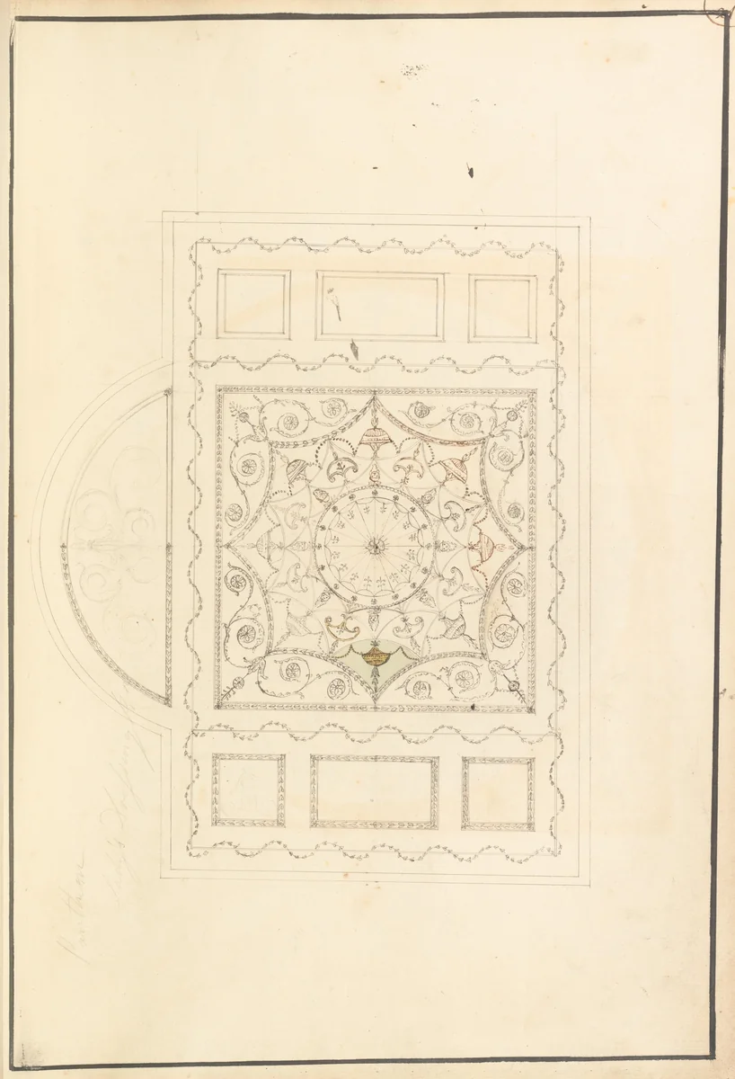 Design for Ceiling of Ladies' Dressing Room at the Pantheon, Oxford Street, London by James Wyatt, drawing, 1765-1775