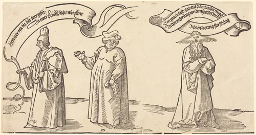 The Teacher, the Clergyman, and Providence by Albrecht Dürer, print, 1526