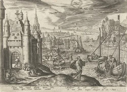 Februari: roeping van Petrus en Andreas by Unknown, print, 1585