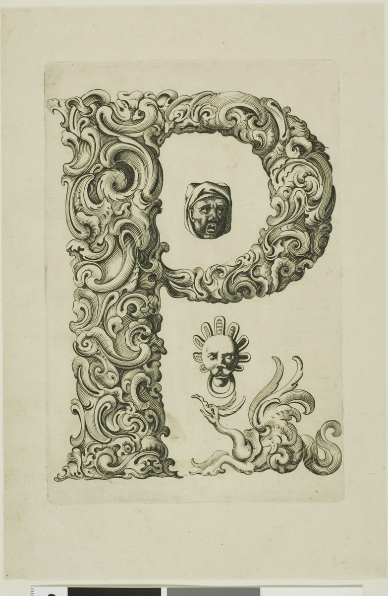 Letter P by Peter Aubry, print, 1630