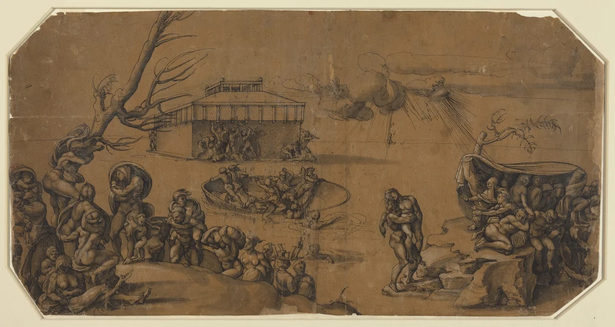 The Flood by Georg Pencz, drawing, 1530-1540