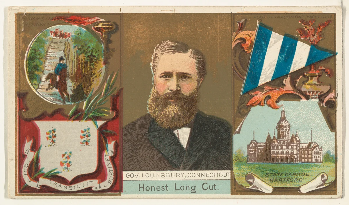 Governor Lounsbury, Connecticut, from "Governors, Arms, Etc." series (N133-1), issued by Duke Sons & Co. by W. Duke, Sons & Co., print, 1885-1892