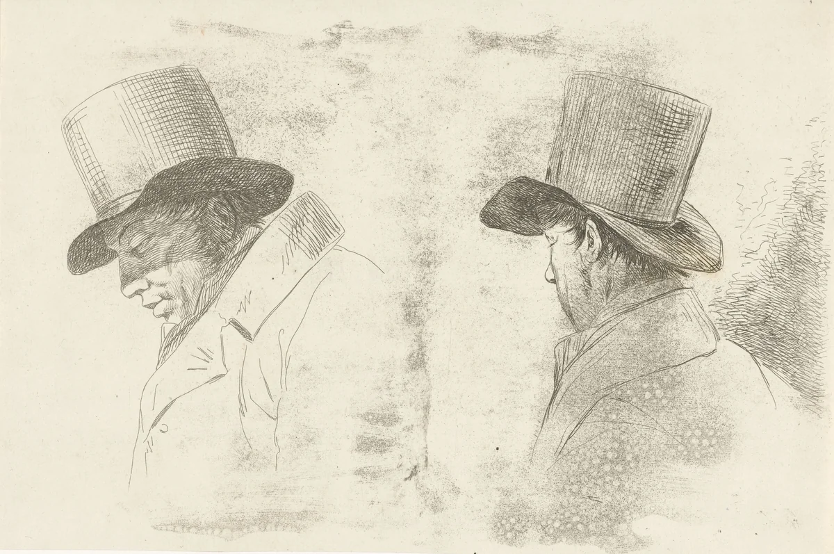 Portretten van Abraham Uytenbogaart en Hendrik Stokvisch by Jean Augustin Daiwaille, print, 1796-1850