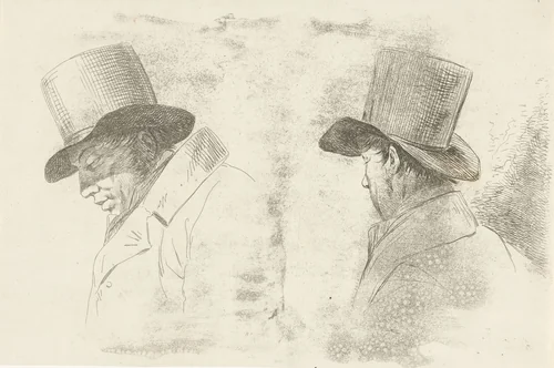 Portretten van Abraham Uytenbogaart en Hendrik Stokvisch by Jean Augustin Daiwaille, print, 1796-1850