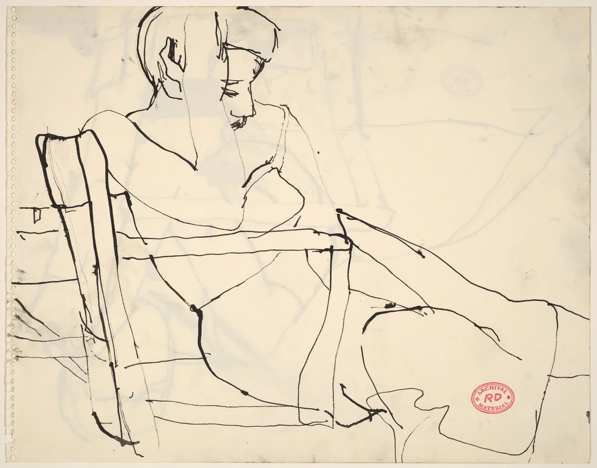Untitled [seated woman resting against a chair back] by Richard Diebenkorn, drawing, 1955-1967