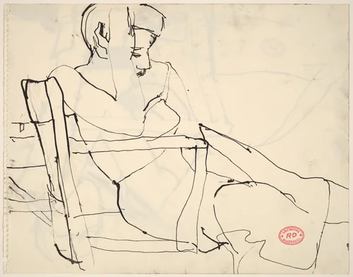 Untitled [seated woman resting against a chair back] by Richard Diebenkorn, drawing, 1955-1967