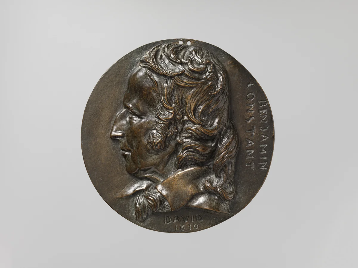 Henri-Benjamin Constant de Rebecque (1767–1830) by Pierre-Jean David d'Angers, metalwork, 1830