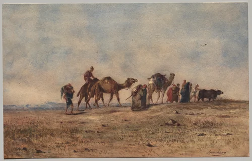 A Caravan in the Desert by Narcisse Berchère, drawing, 1860-1869