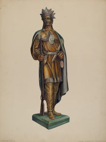 Cigar Store Indian by Walter Hochstrasser, index of american design, 1938