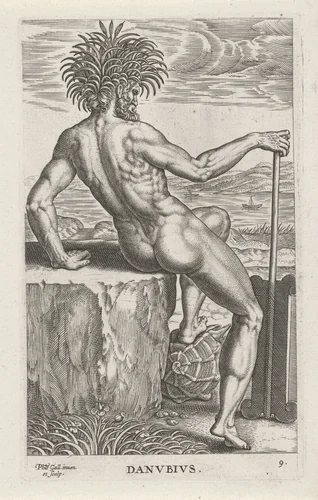 Riviergod Danubius by Unknown, print, 1586