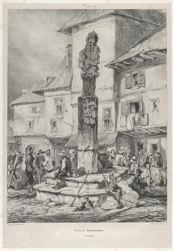 Cross of Chaudesaigues by Eugène Isabey, print, 1831