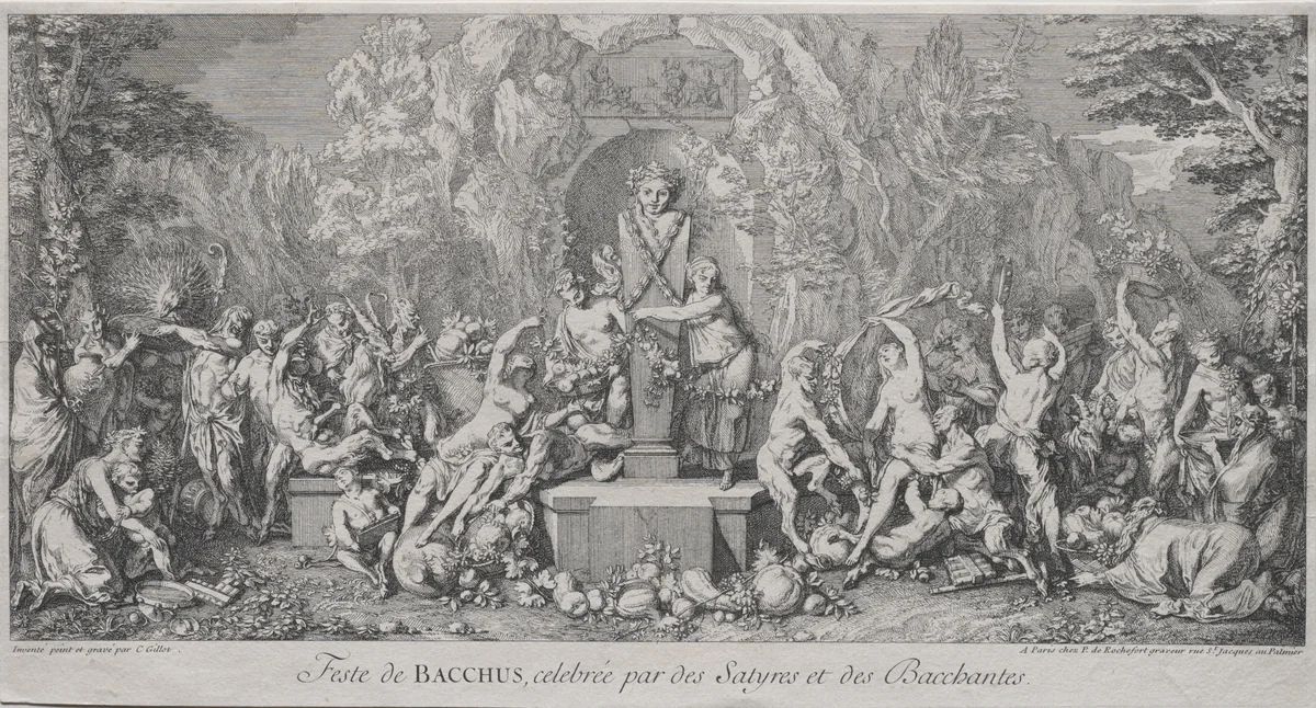 The Four Festivals: Festival of Bacchus by Claude Gillot, print, 1693-1722