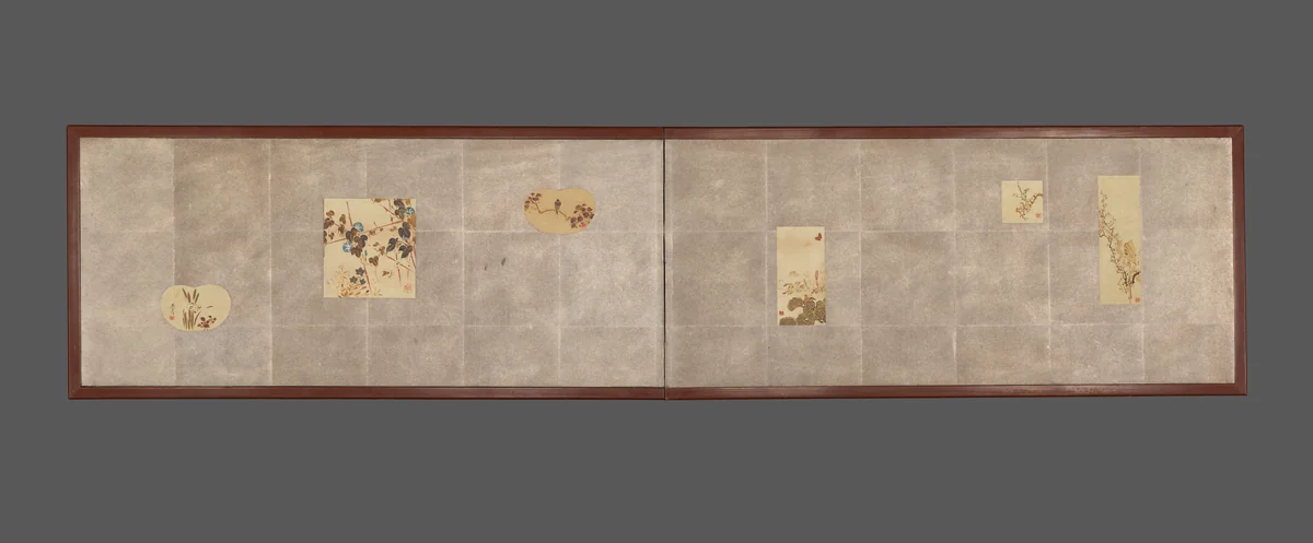 Folding Screen for Tea Ceremony with Six Bird-and-Flower Paintings by Shibata Zeshin (柴田是真), painting, 1867-1899