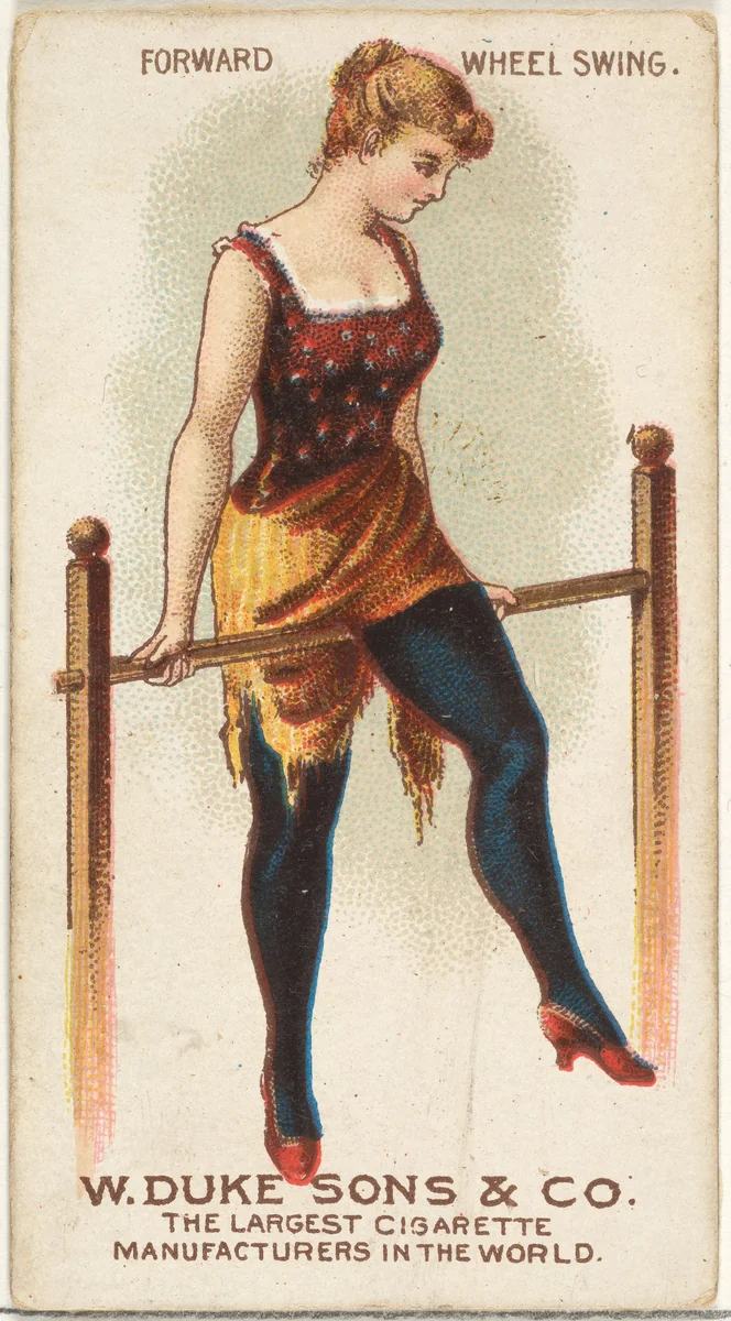 Forward Wheel Swing, from the Gymnastic Exercises series (N77) for Duke brand cigarettes by W. Duke, Sons & Co., print, 1887