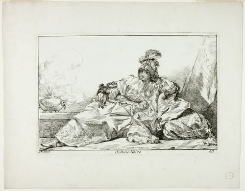 Sultane Noire, plate 27 from Caravanne du Sultan à la Mecque by Joseph-Marie Vien, print, 1748