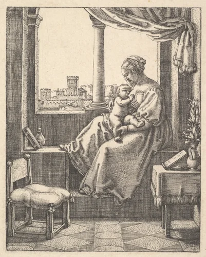 The Virgin at the Window by Barthel Beham, print, 1502-1540