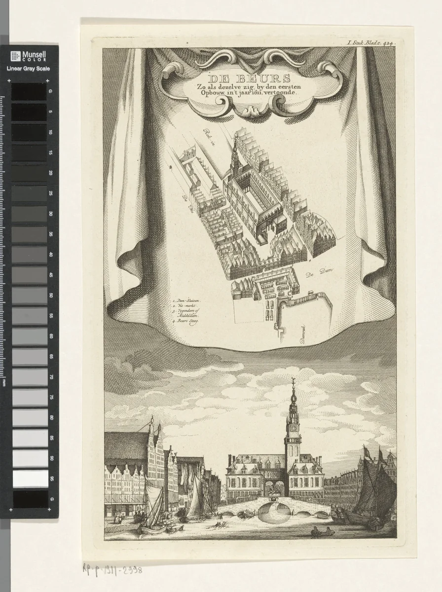 Beurs van Hendrik de Keyser te Amsterdam by Jan Goeree, print, 1680-1731