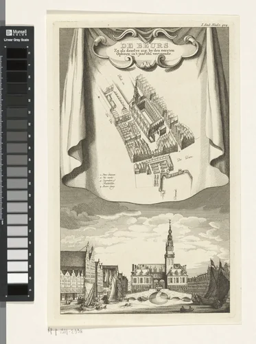Beurs van Hendrik de Keyser te Amsterdam by Jan Goeree, print, 1680-1731