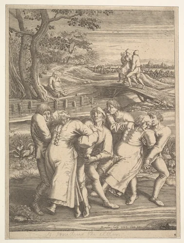 Epileptics Walking to the Left by Hendrick Hondius, print, 1642