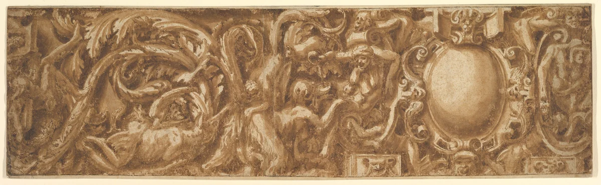 Ornamental Frieze by Lelio Orsi, drawing, 1511-1587