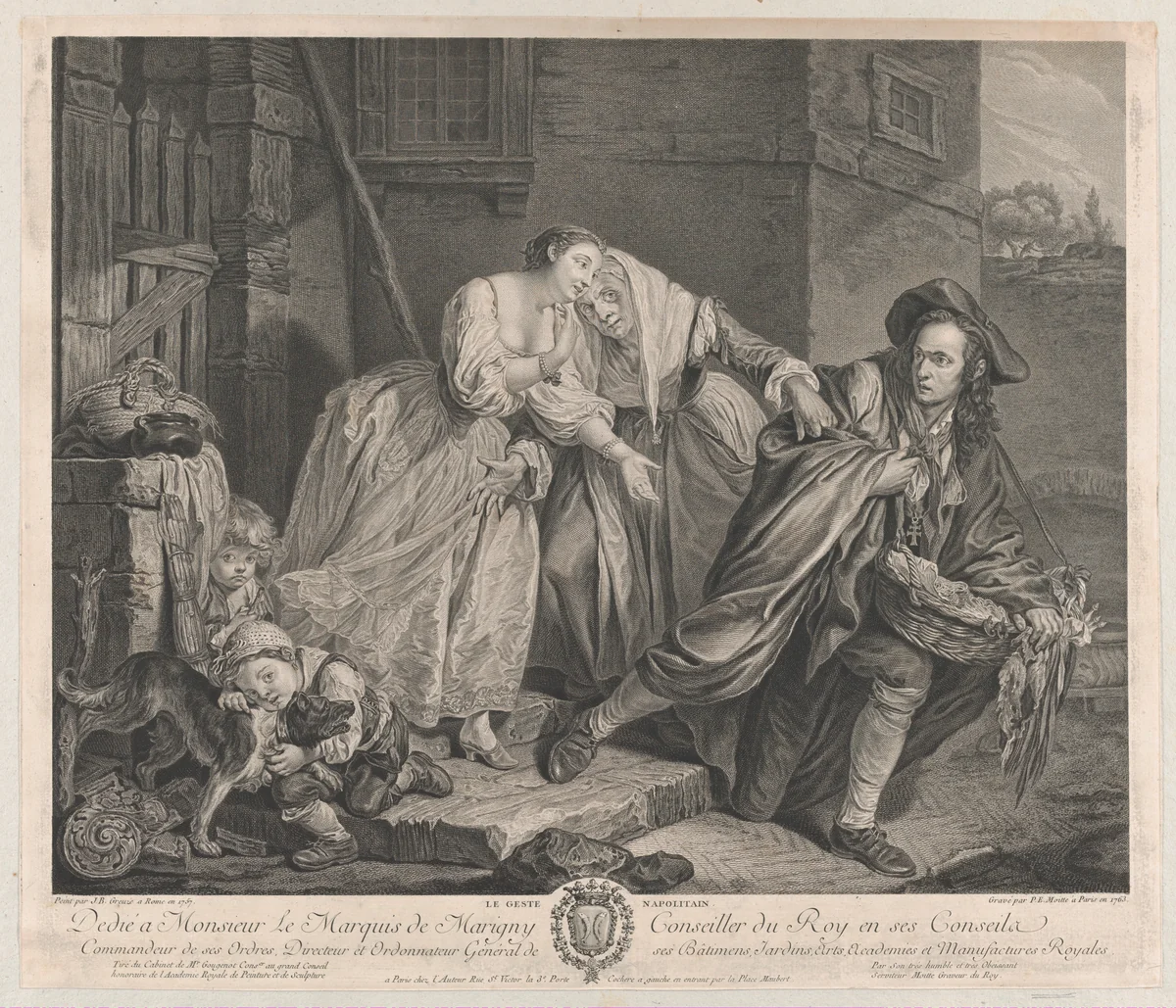Le Geste Napolitain by Pierre Etienne Moitte, print, 1763